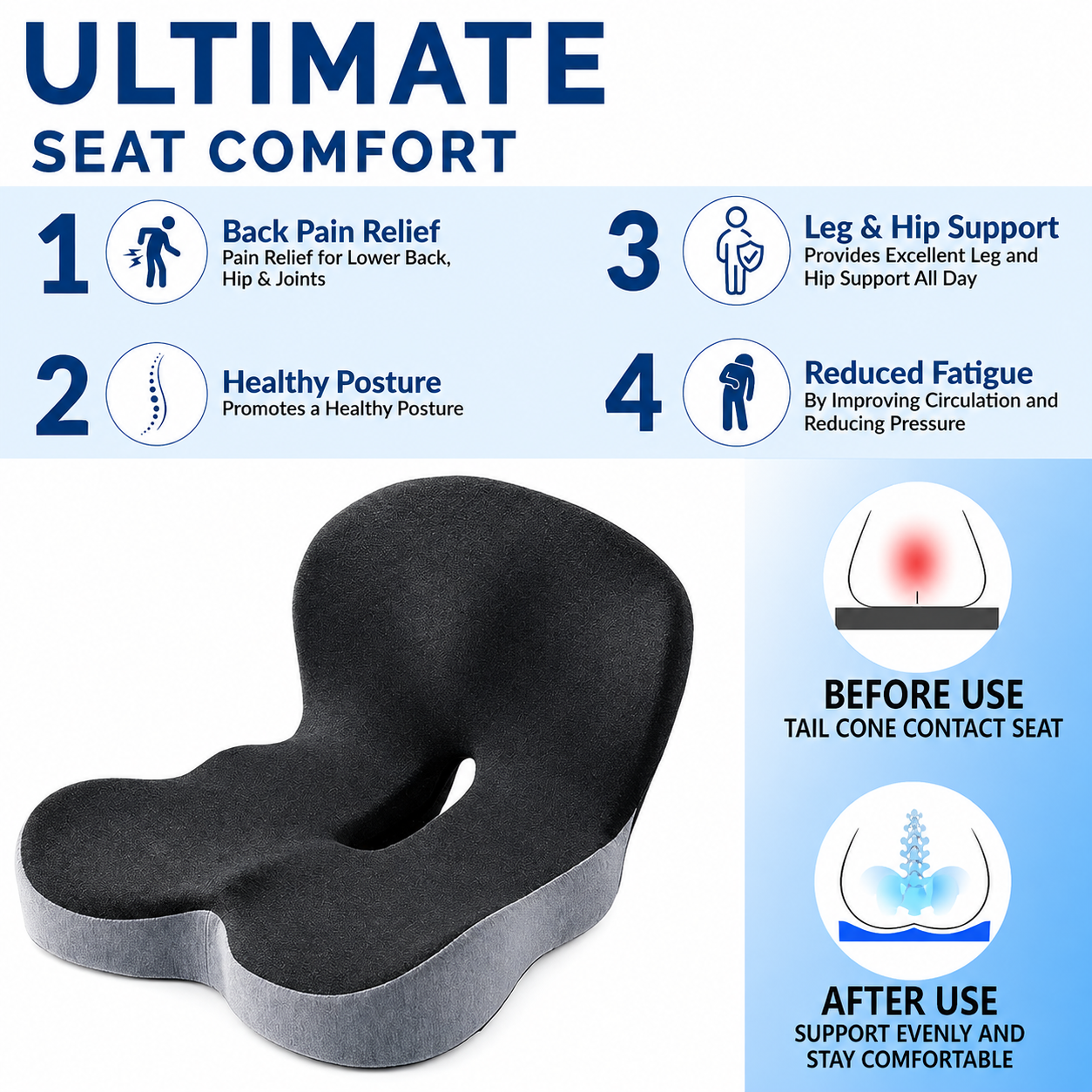 Non Slip Memory Foam Chair Pad